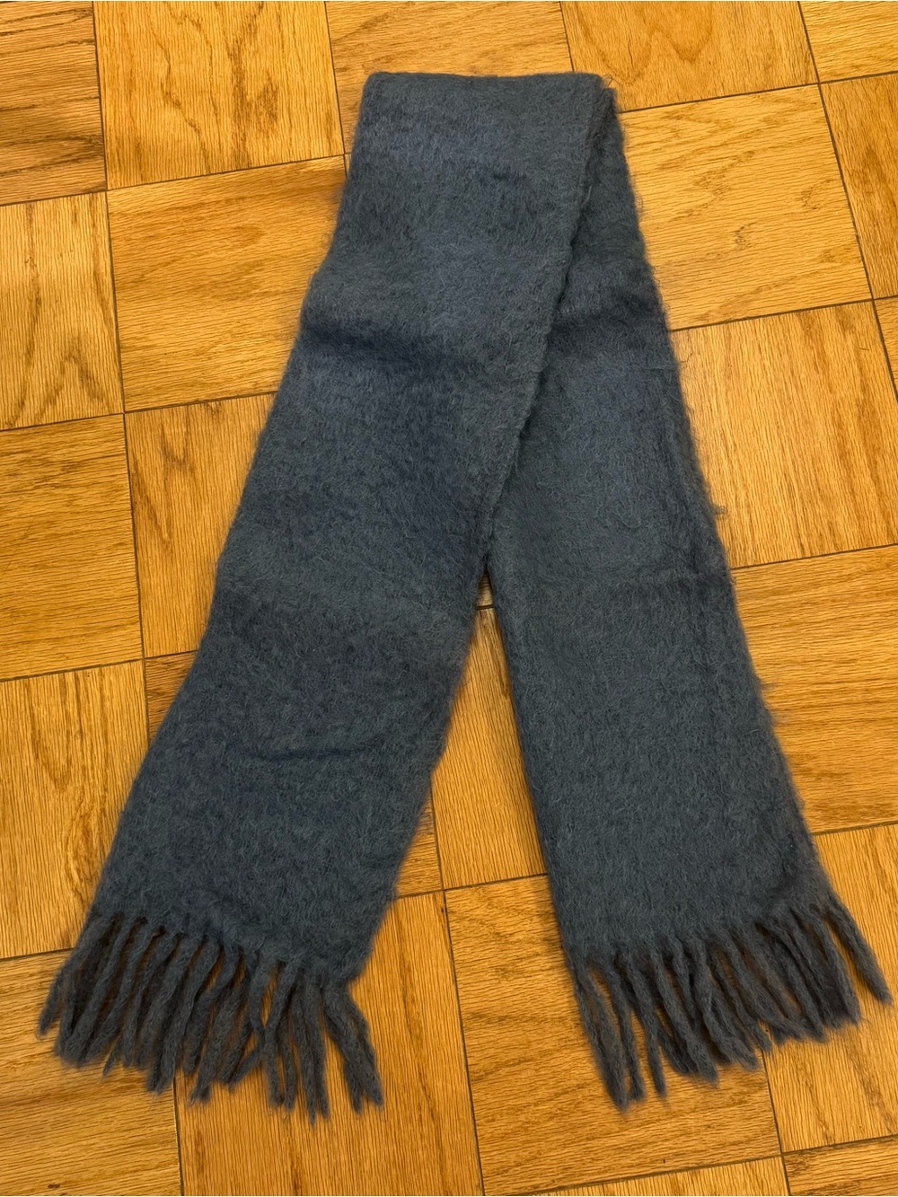 100% Mohair Scarf Grey with Fringe Ends